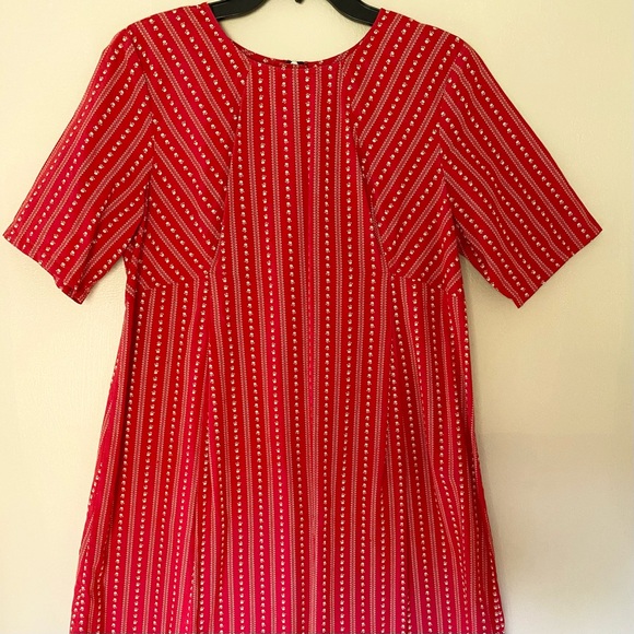 60s Style Red Prairie Shift Dress - Picture 5 of 7